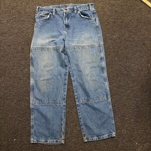 Dickies Double Knee Jeans Men's 34x30 Grunge Skater Blue Carpenter DISTRESSED